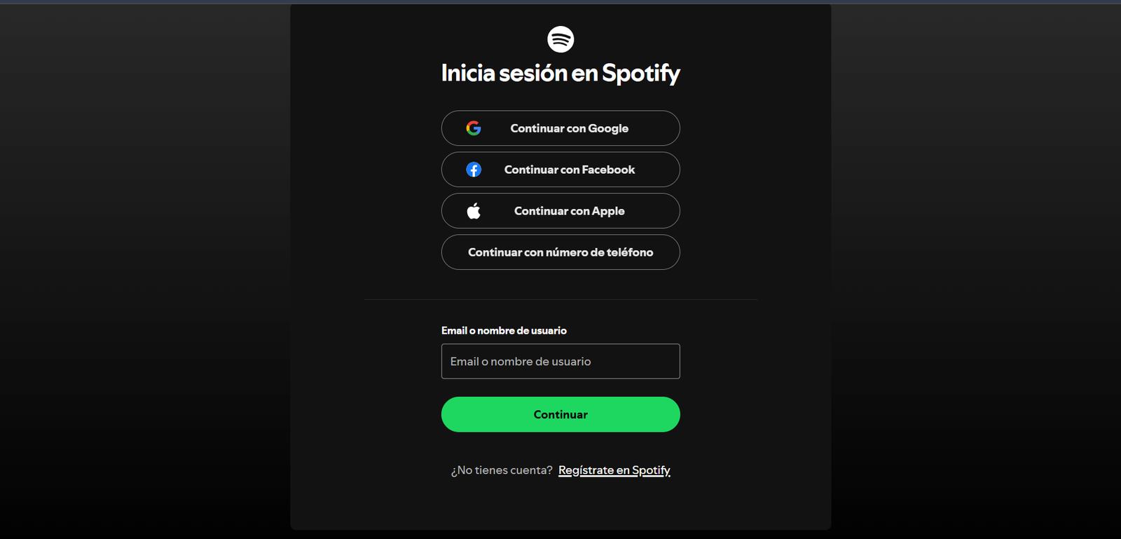 Inicio sesión
